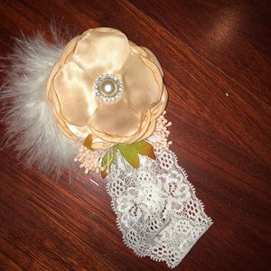 Layered Petal with Pearl Center Lace Headband